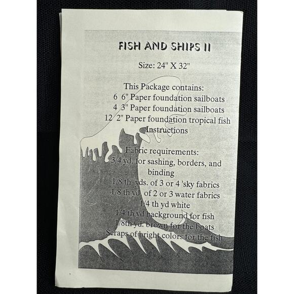 1996 Miniature Quilt Fish 'N Ships II Kit 24 x 32 Inches Finished Size - Picture 2 of 3